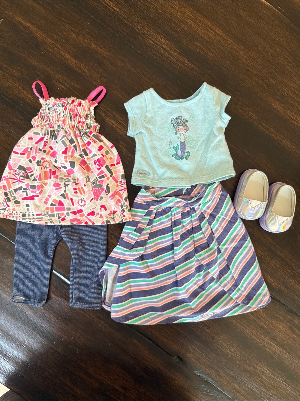 American Girl mix of Truly Me outfits and shoes